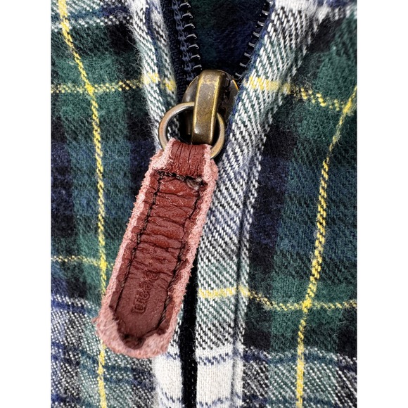 LL‎ Bean Flannel Zip Up Hoodie Mens XL LightWeight Relaxed Fit Green Plaid - Picture 4 of 13